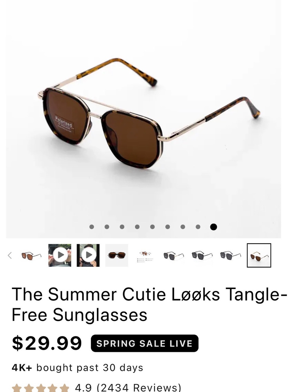 LOOKS Women's Polarized Sunglasses - Color: Tea